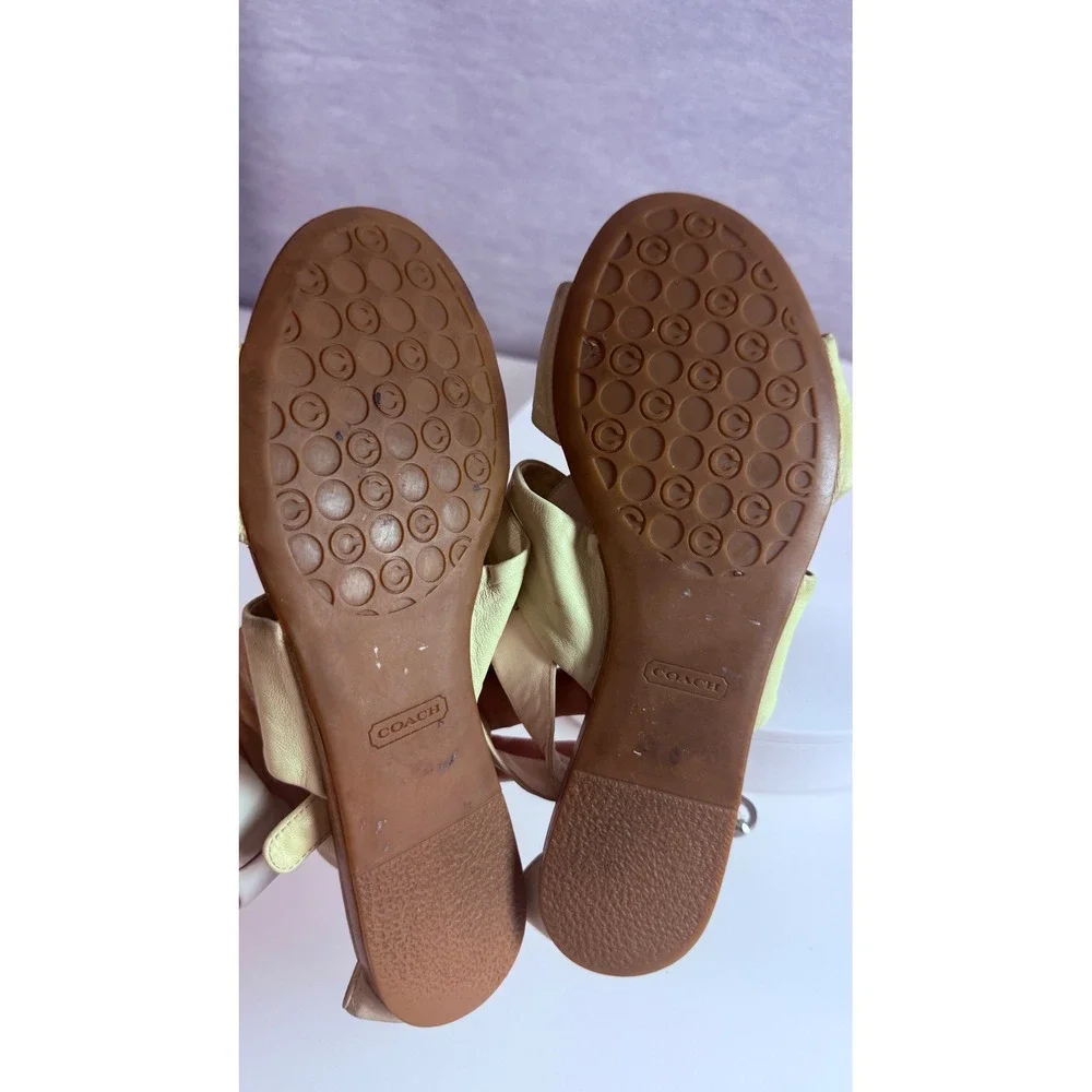 Coach Tracy Ivory Leather Bow Flat Gladiator Sandals Womens‎ Size 7B A8045